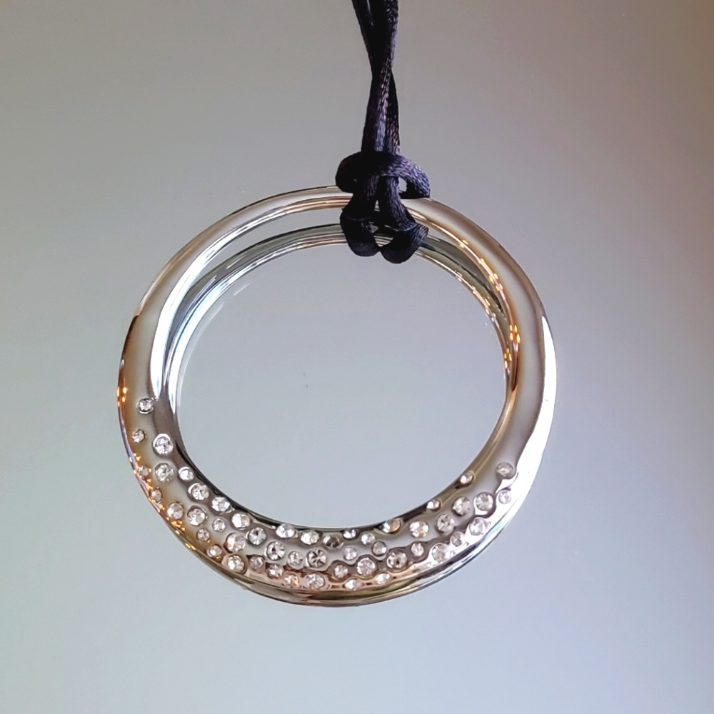 Swarovski Crystal Silver Circle Necklace Pendant